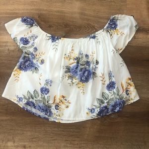 Cropped off the shoulder floral top